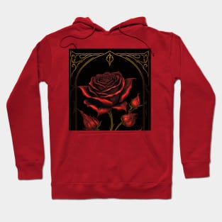 Framed oriental style red rose Hoodie